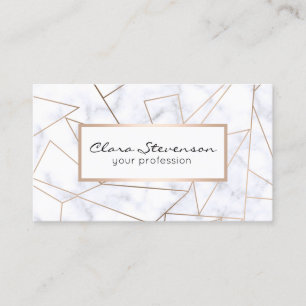 Carte De Visite marbre blanc géométrique d'or rose moderne élé