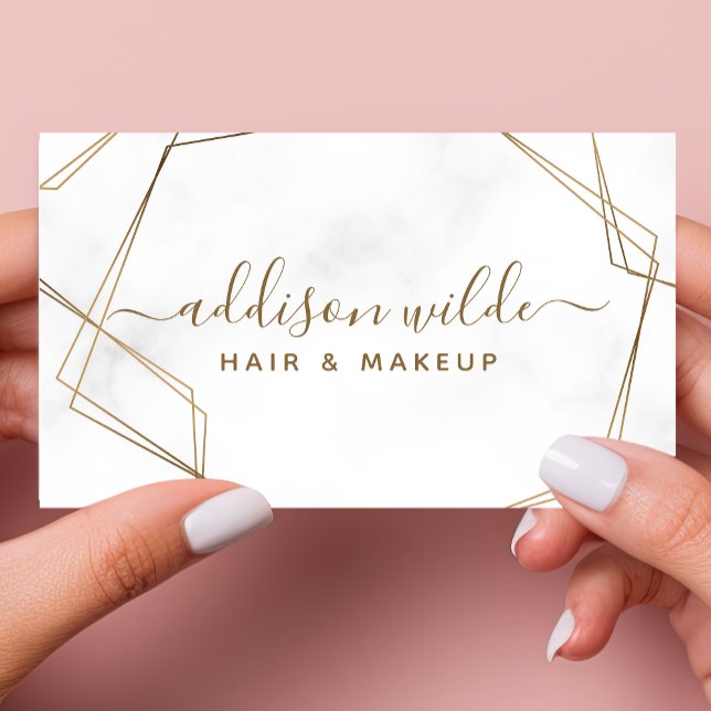 Carte De Visite Marbre blanc géométrique or Abstrait simple modern (Créateur téléchargé)