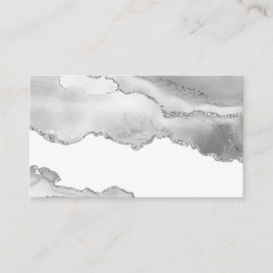 Carte De Visite Marbre blanc gris Agate Minimal Glitter argenté