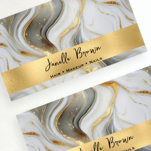 Carte De Visite Marbré blanc, gris et or de luxe