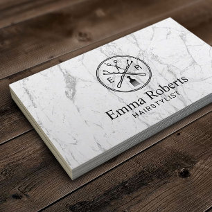 Carte De Visite Marbre blanc moderne de logo fait sur commande de