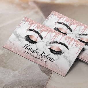 Carte De Visite Marbre blanc Rose de maquillage en or