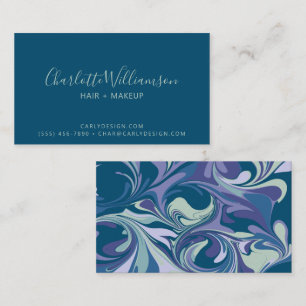 Carte De Visite Marbre bleu Abstrait Swirl élégant tendance