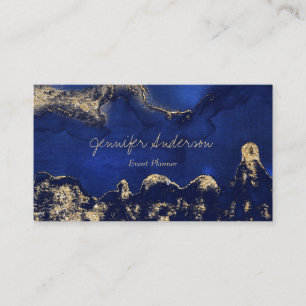 Carte De Visite Marbre Bleu et Or Aquarelle
