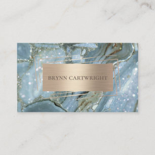 Carte De Visite Marbre bleu étincelant et or moderne élégante