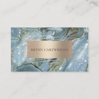 Carte De Visite Marbre bleu étincelant et or moderne élégante
