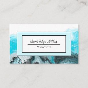 Carte De Visite Marbre bleu, noir et blanc Fluid Art