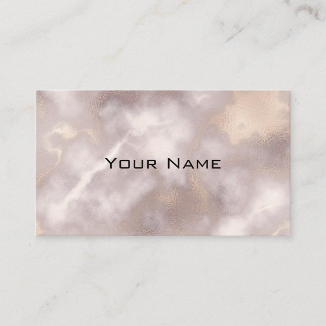 Carte De Visite Marbre Chic Luxueux Fumé Blanc Gris & Or (Devant)