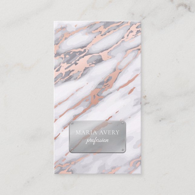 Carte De Visite Marbre de luxe Rose Gold Metallic (Devant)