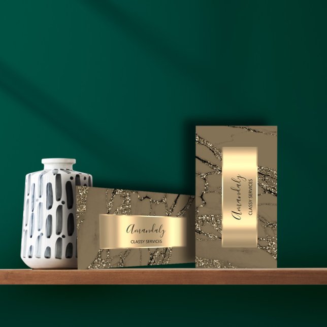 Carte De Visite Marbre de Parties scintillant Gold de l'agence de  (Créateur téléchargé)