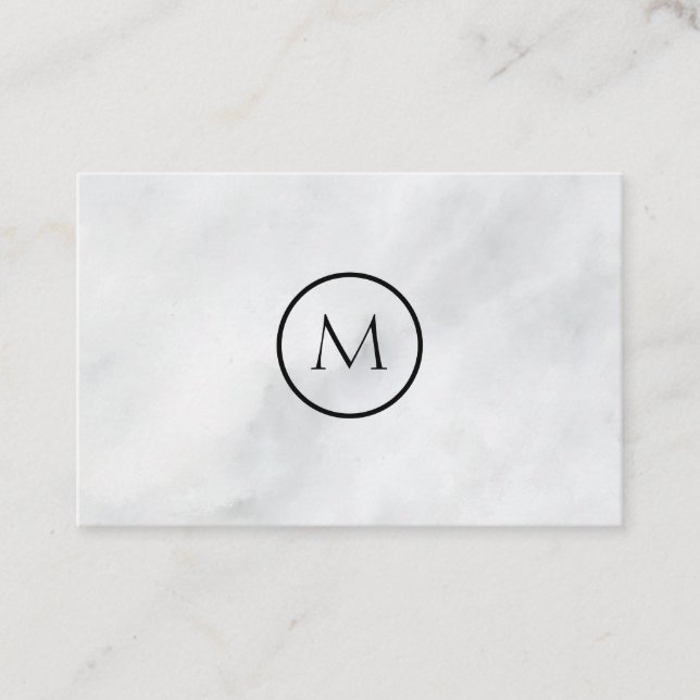 Carte De Visite Marbre élégant décoré d'un monogramme minimaliste (Devant)