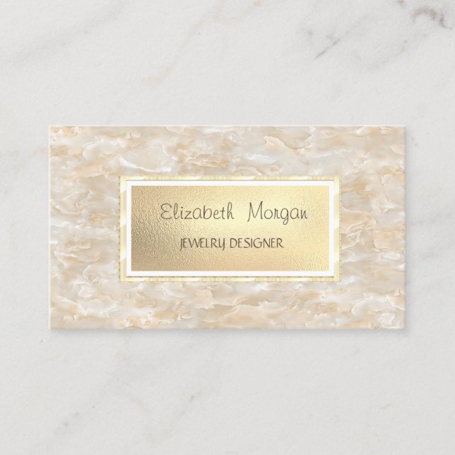 Carte De Visite Marbre élégant, Design de bijoux de cadre (Devant)
