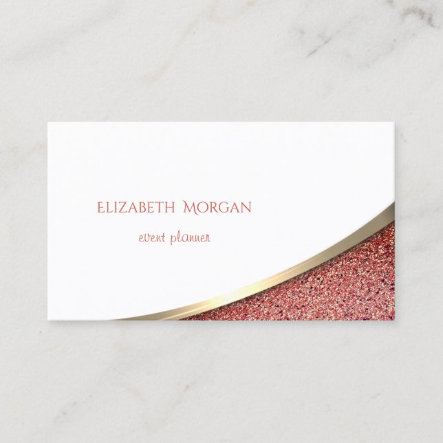 Carte De Visite Marbre élégant moderne rayé or, blanc, rouge (Devant)