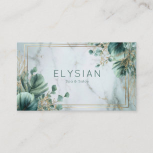 Carte De Visite Marbre Élégant Or Géométrique Botanique Eucalyptus