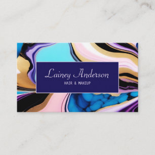 Carte De Visite Marbre faux tendance pastel violet rose bleu or