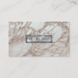 Carte De Visite Marbre Glam Rose Rose Gold Argent Style Designer