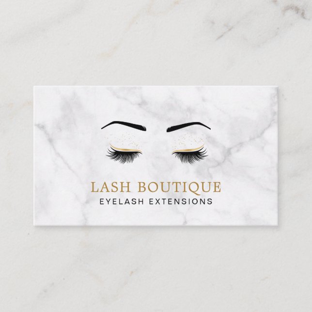 Carte De Visite Marbre Gold Lash Beauté Aftercare Instruction (Devant)