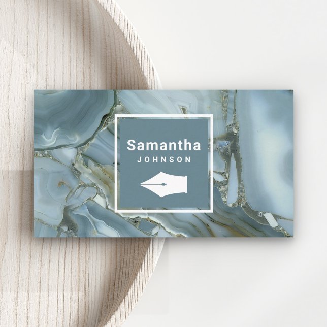 Carte De Visite Marbre gris ardoise moderne Stylo Nib Professionne (Créateur téléchargé)