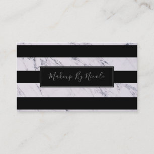Carte De Visite Marbre Gris Argent Rayures Noires Chic Moderne Gla