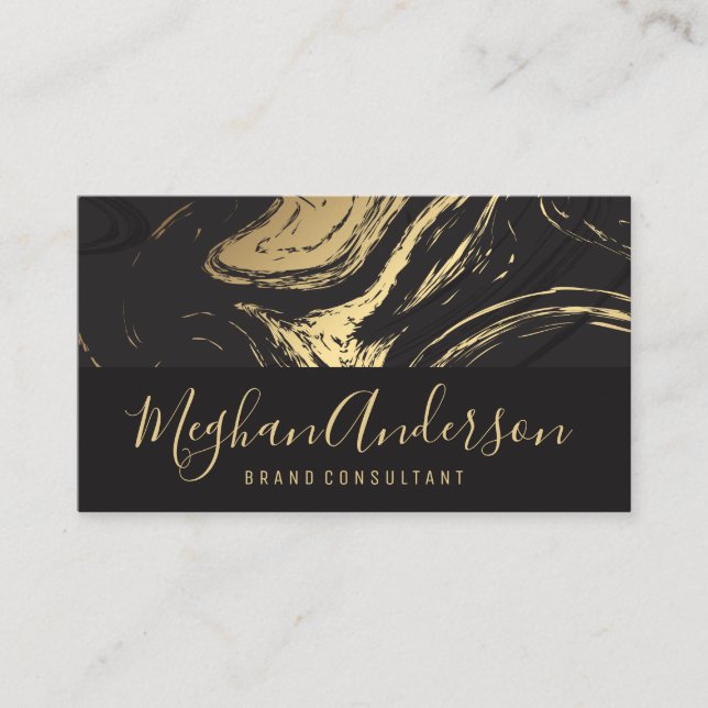 Carte De Visite Marbre gris foncé or | Série Signature Executive (Devant)