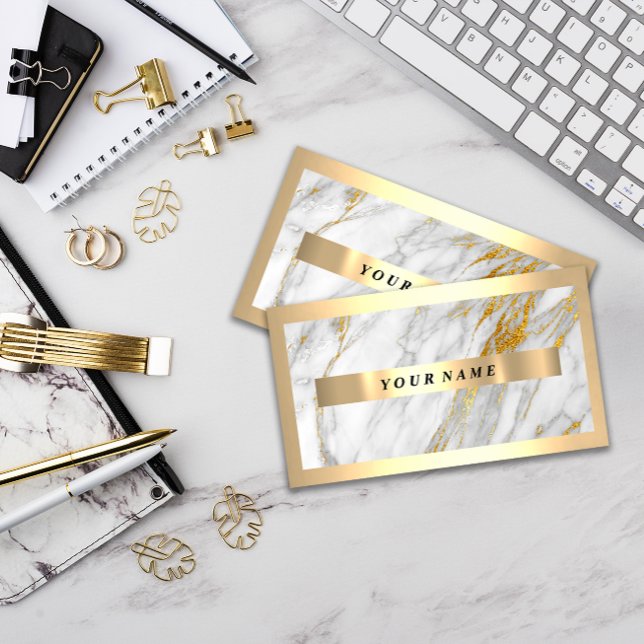 Carte De Visite Marbre gris Gris Cadres Or Moderne Professionnel (Professional Modern Gold Frame Gray Grey Marble Business Card)