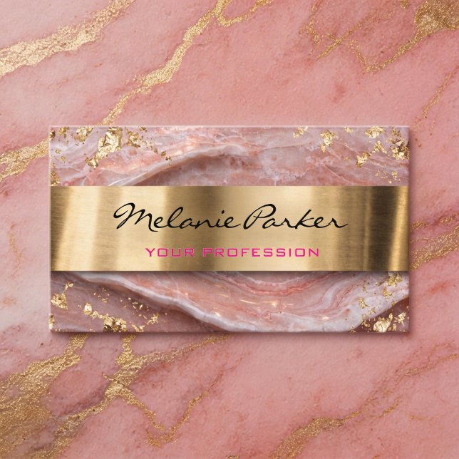 Carte De Visite Marbre métallisé agate rose élégant (Créateur téléchargé)