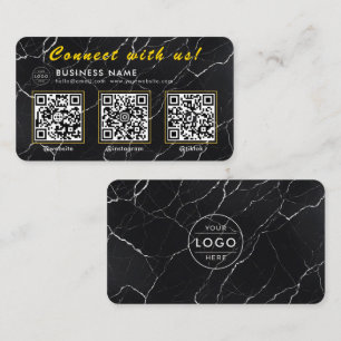 Carte De Visite Marbre Noir Luxueux 3 Code QR Multi Social