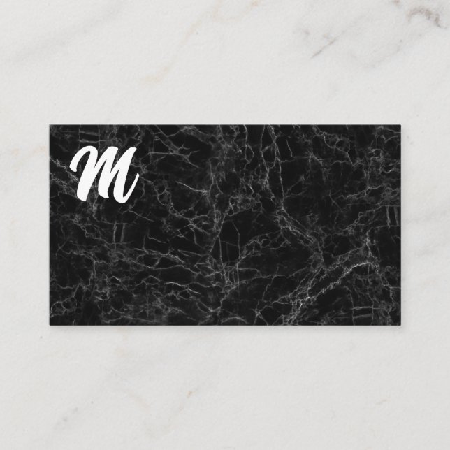Carte De Visite Marbre noir | Monogramme (Devant)