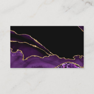 Carte De Visite Marbre noir violet Agate Glamor foncé Or