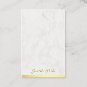 Carte De Visite Marbre Or Nom du script à main Modèle Professionne