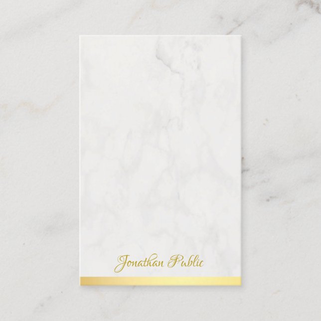 Carte De Visite Marbre Or Nom du script à main Modèle Professionne (Devant)