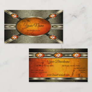 Carte De Visite Marbre orange argent platine orné captivant
