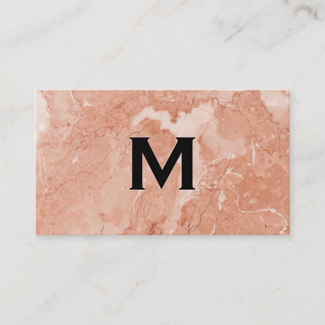 Carte De Visite Marbre orange | Monogramme (Devant)