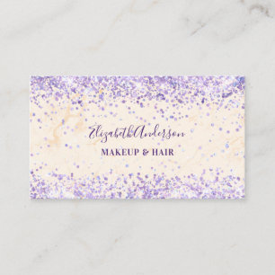 Carte De Visite Marbre pêche violet confetti qr code