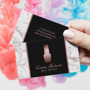 Carte De Visite Marbre rose d'or de maquilleur de polonais de