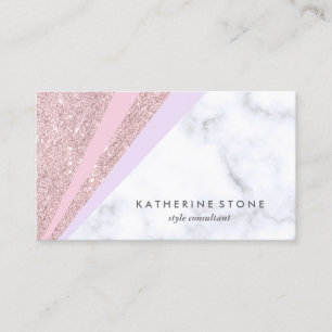 Carte De Visite Marbre rose géométrique élégant de blanc de