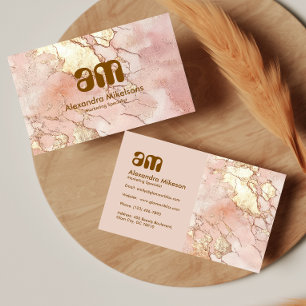 Carte De Visite Marbre Rose Gold Élégant Professionnel