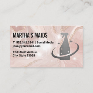 Carte De Visite Marbre rose   Logo du vaporisateur de nettoyage