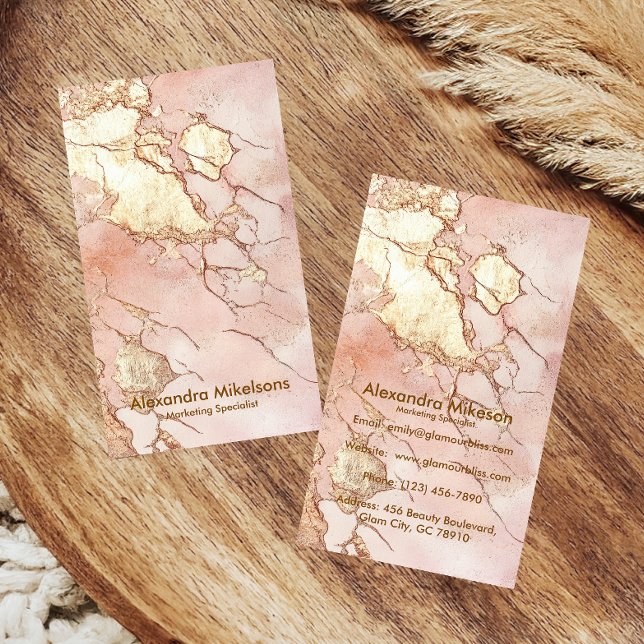 Carte De Visite Marbre Rose Luxe Or Professionnel (Créateur téléchargé)