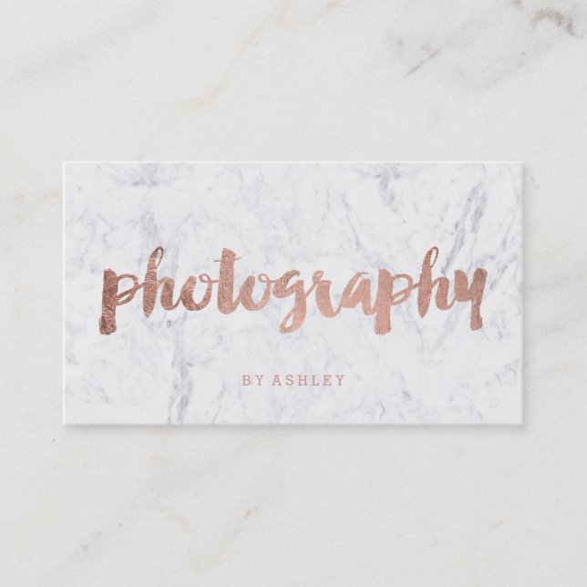 Carte De Visite Marbre rose moderne de typographie d'or de (Devant)