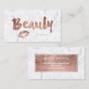 Carte De Visite Marbre rose moderne de typographie d'or de beauté