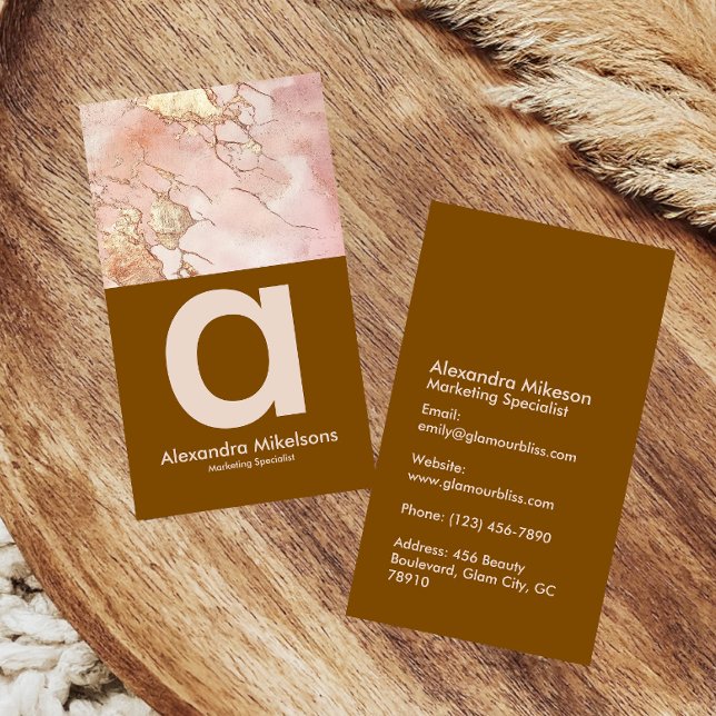 Carte De Visite Marbre Rose Moderne Luxe Marque (Créateur téléchargé)