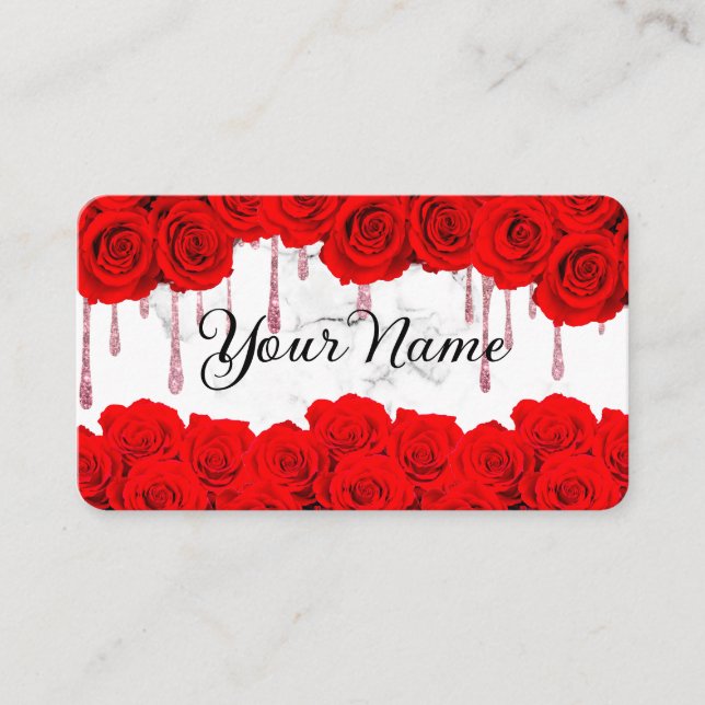 Carte De Visite Marbre Roses Rouges (Devant)