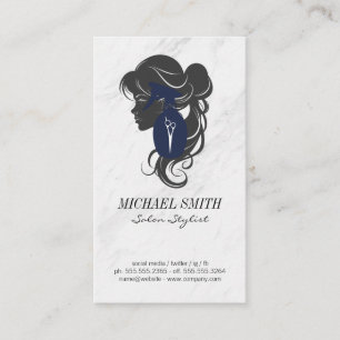 Carte De Visite Marbre   Styliste Salon   Ciseaux   Cheveux femmes