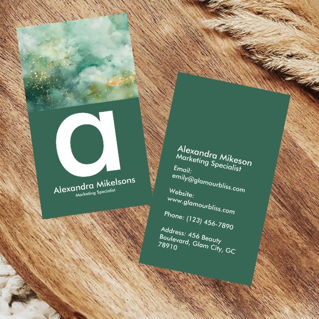Carte De Visite Marbre Vert Emeraude Affaires Or (Créateur téléchargé)