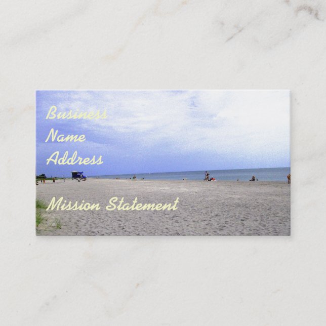 Carte De Visite Marchandise à thème de sable et de plage de Siesta (Devant)