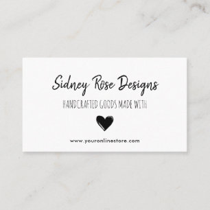 Carte De Visite Marchandises artisanales au coeur noir gribouillé