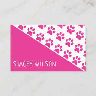 Carte De Visite Marche À Chien Rose Moderne Ou Groomer Pour Animau