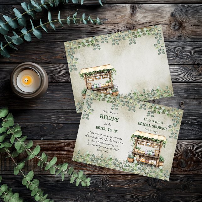 Carte De Visite Marché agricole Stand Call for Recipes Insertion (Fresh Off the Market Bridal Shower | Housewarming Call for Recipes Insert Card 3" x 2.5")