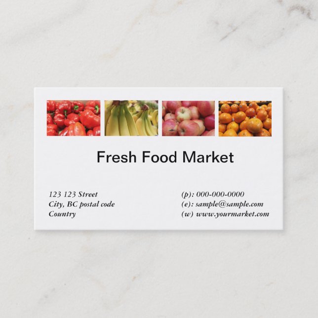 Carte De Visite Marché d'aliments frais, de fruits et de légumes (Devant)